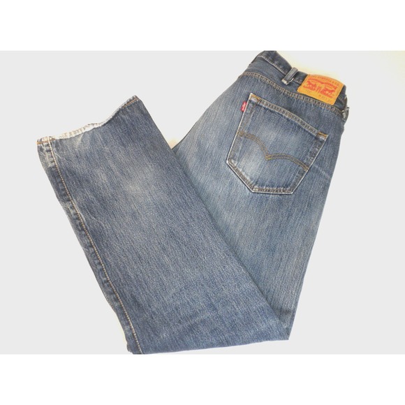 Levi's Other - Levi's 501 Jeans Mens 38x32 Blue Denim Button‎ Fly Straight Whiskered Heel Drag